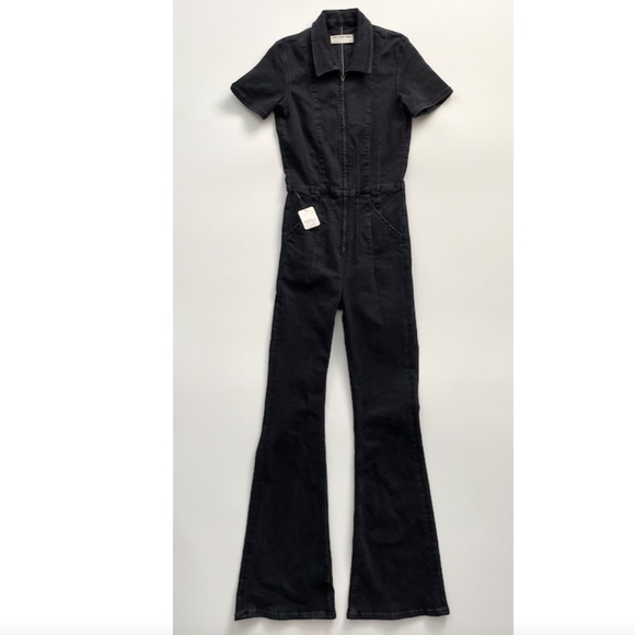 We The Free x Free People Nwt Black Mamba Flare Jayde Short Sleeve Jumpsuit - Picture 1 of 4